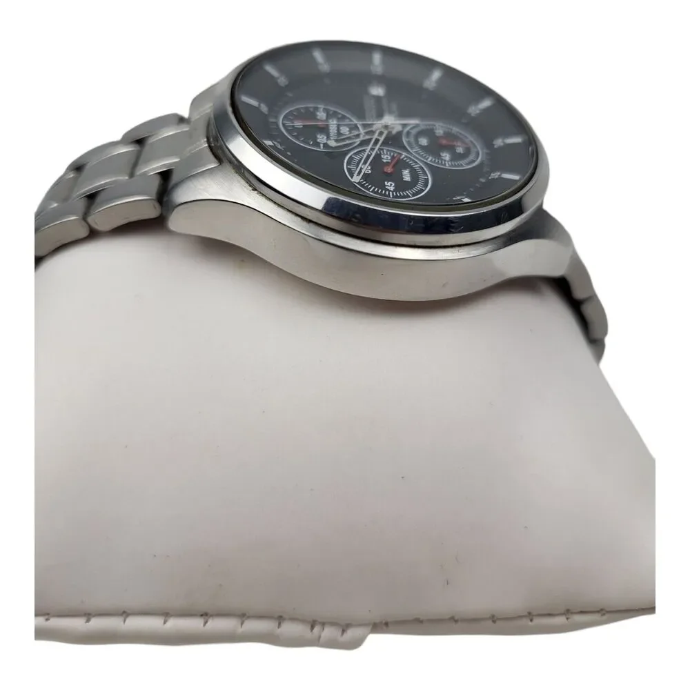 Seiko Chronograph Watch 4T57-00B0 Quartz Black Face Stainless Steel Band Working